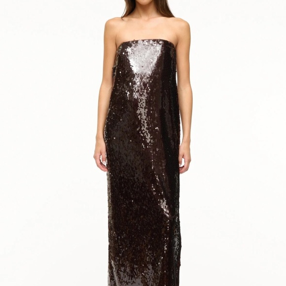 STAUD Best-Selling Casey Dress Bronze Size 6 - Picture 5 of 9